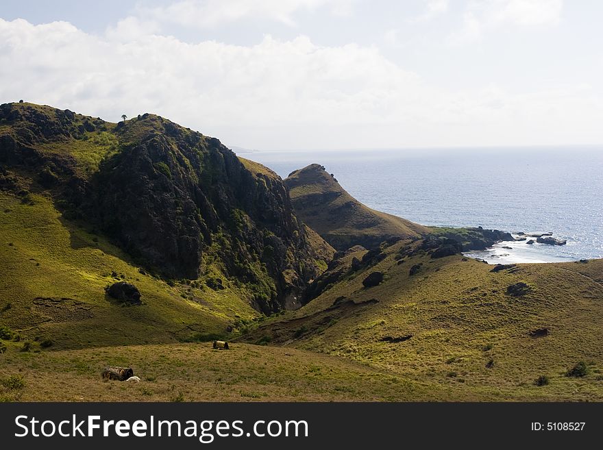 Mountains and cliffs overlooking the ocean. Mountains and cliffs overlooking the ocean