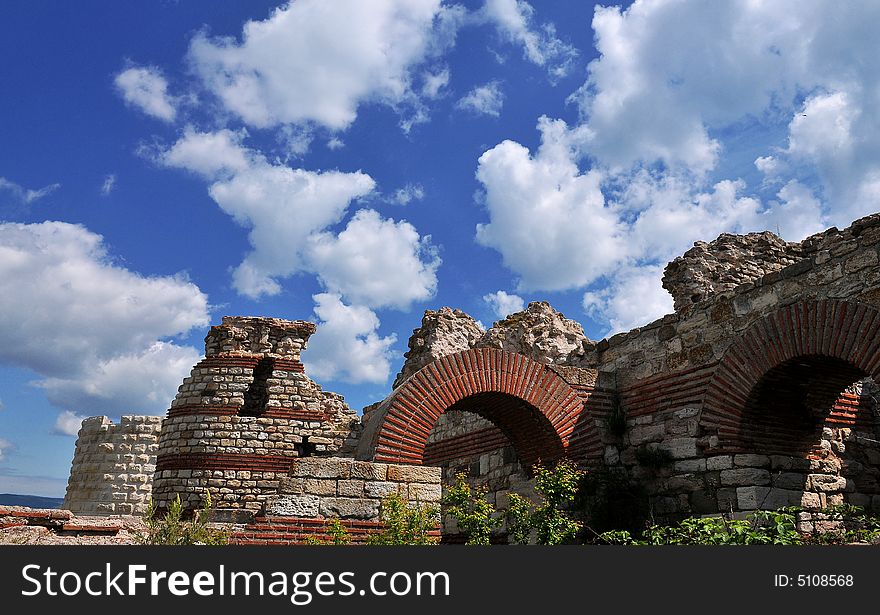 Nesebar ruins of old fortress, Bulgaria