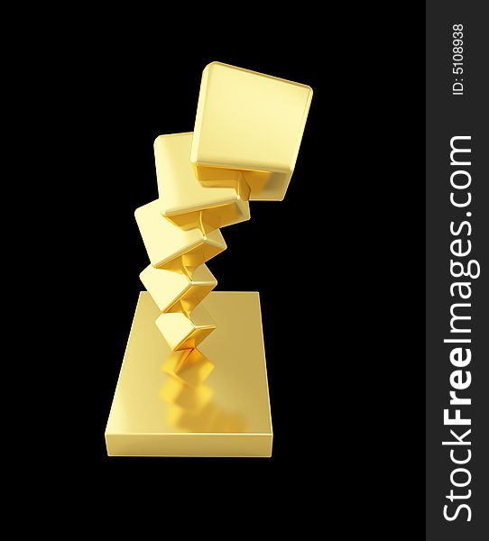 Golden statuette isolated on black