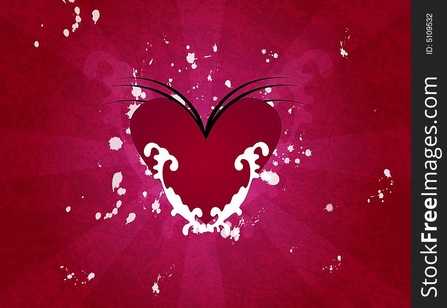 An illustration of a red heart on a pink grunge background. An illustration of a red heart on a pink grunge background...