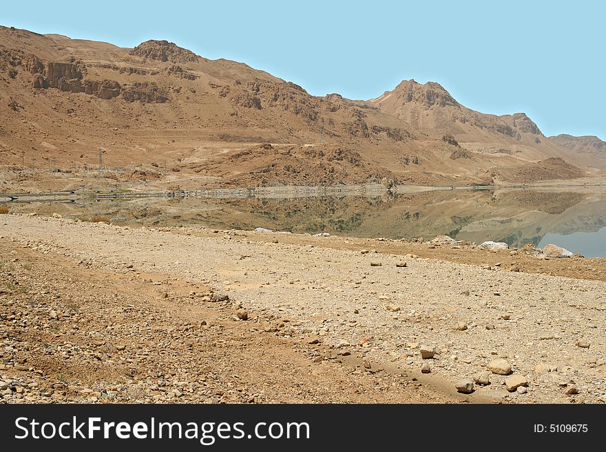 Display of mountains in water of the Dead Sea. Display of mountains in water of the Dead Sea