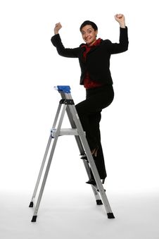 Climbing The Corporate Ladder - Victory Is Mine Royalty Free Stock Images Climbing The Corporate Ladder - Victory Is Mine Royalty Free Stock Images
