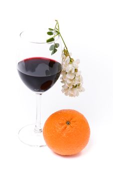 Wine, Flower And Orange Stock Images