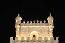 Belem Tower In Lisbon At Night Stock Photo