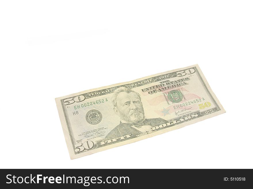 Fifty dollar bill isolated on white