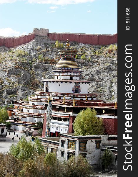 The tibetan buddhist lama temple,the Baiju Temple,Jiangzi,Xigaze,Tibet,China. The tibetan buddhist lama temple,the Baiju Temple,Jiangzi,Xigaze,Tibet,China.