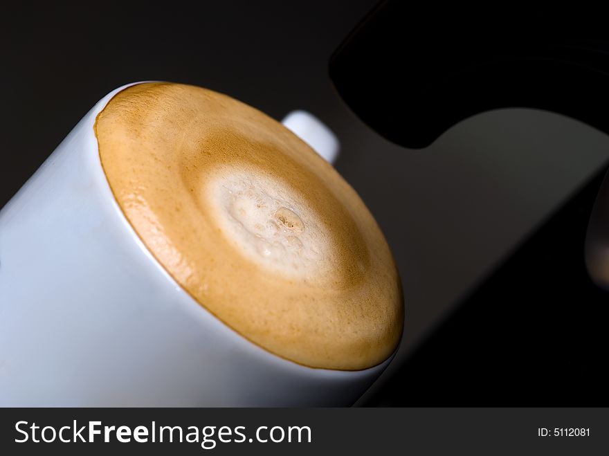 Close up of a hot cup of coffee