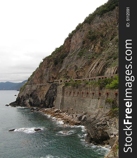 Italy. Riomaggiore. Ligurian sea coast.