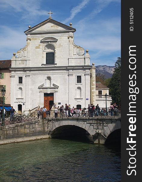 Church and bridge in Annecy, France