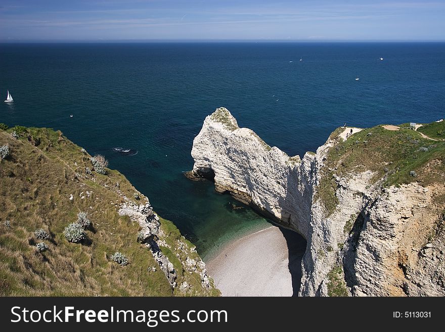 View on the Etretat beach, Normandy, France. View on the Etretat beach, Normandy, France