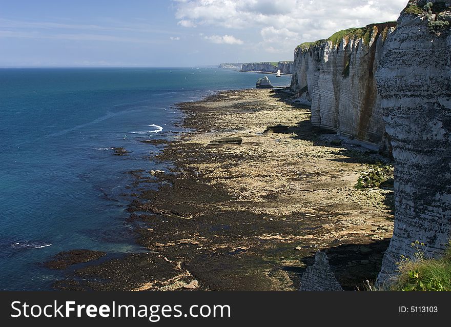 The cliff near Etretat, Normandy, France. The cliff near Etretat, Normandy, France