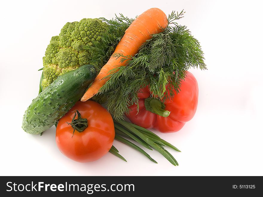 Colorful group of vegetables on white. Colorful group of vegetables on white