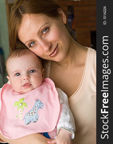 Beautiful mother and daughter close up