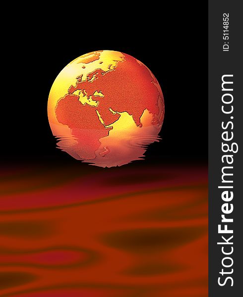 Computer generated illustration depicting global warming. Computer generated illustration depicting global warming