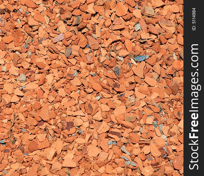 Red brick chips close-up