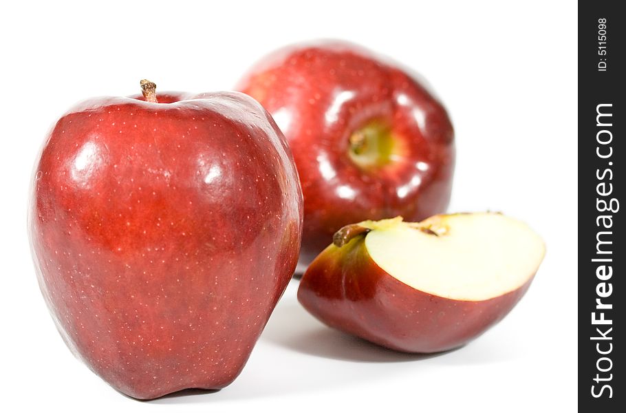 Fresh red apples isolated on a white background