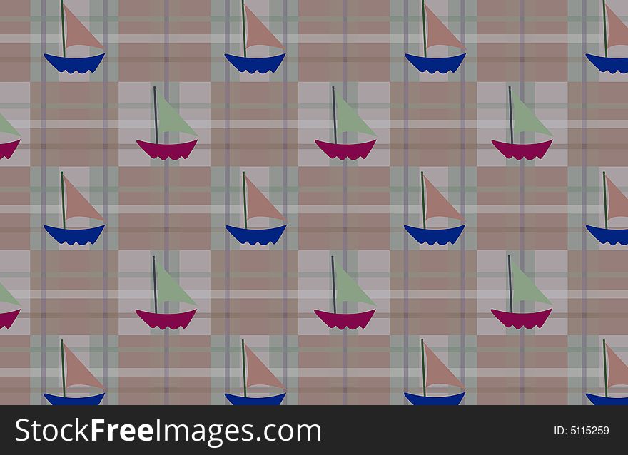 Sailboats  arranged on Plaid pattern. Sailboats  arranged on Plaid pattern.