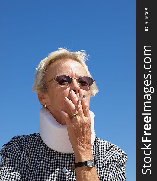 Woman Smoking Outside