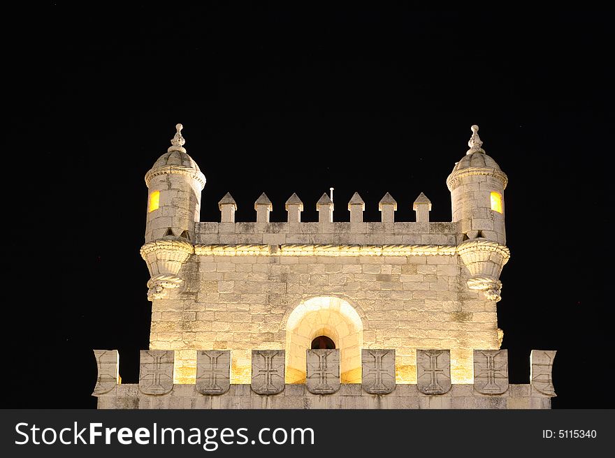 Belem tower in lisbon at night