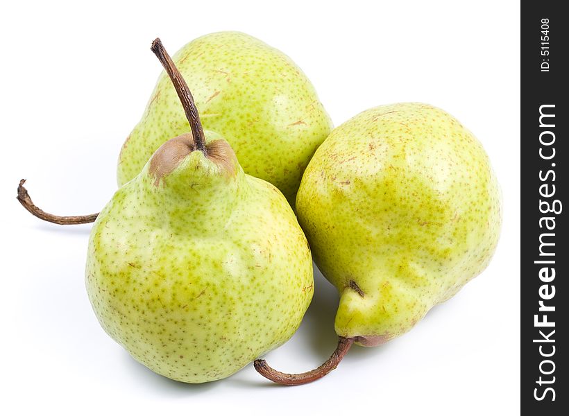 Fresh green pears isolated on a white background