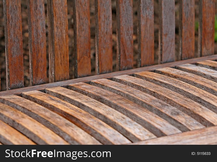 Close-up of a wooden bench