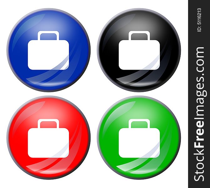 Illustration of a suitcase button in four colors