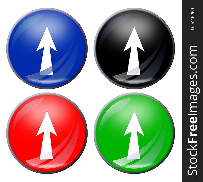 Illustration of an arrow button in four colors