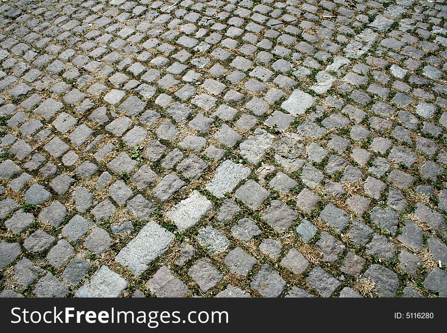 An old cobble stone road in Bulgaria. An old cobble stone road in Bulgaria