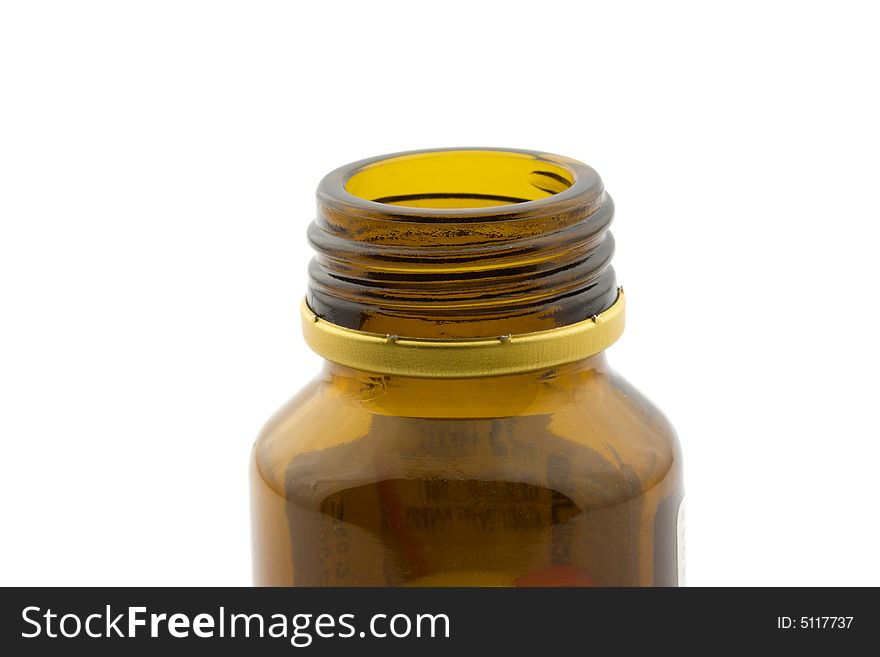 Bottleneck of a medicine container, isolated. Bottleneck of a medicine container, isolated