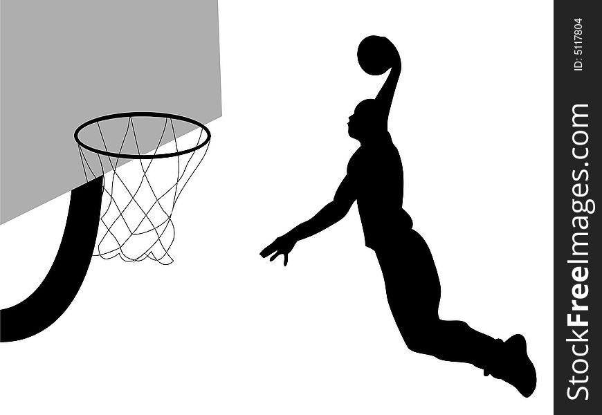 Basketball player dunking ball