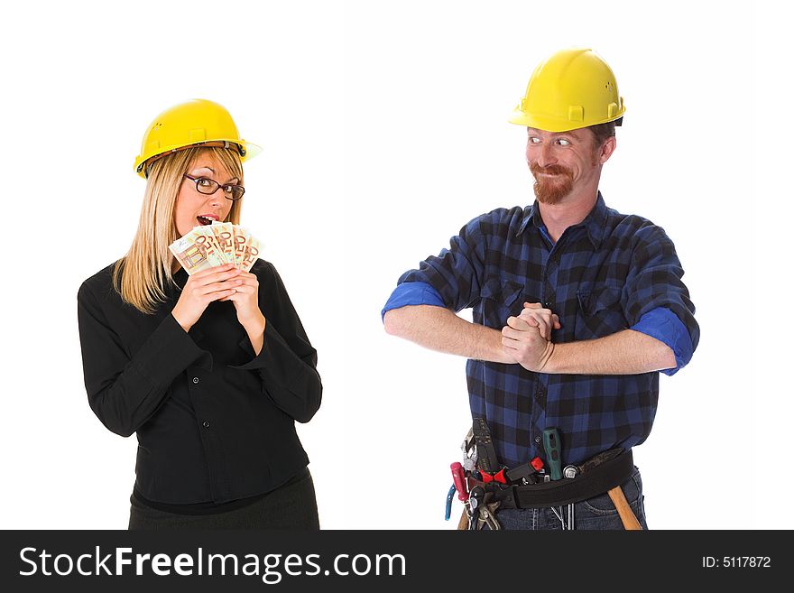 Construction Worker And Businesswoman