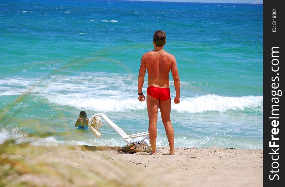 Nude Man On The Beach