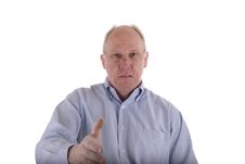 Old Guy In Blue Shirt With Handshake Stock Photography Old Guy In Blue Shirt With Handshake Stock Photography