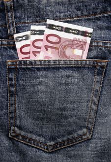 Euro Pocket Money In Blue Jeans Stock Photo Euro Pocket Money In Blue Jeans Stock Photo