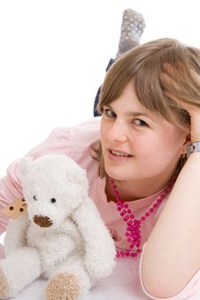 The Young Girl With A Teddy Bear Isolated Royalty Free Stock Photos The Young Girl With A Teddy Bear Isolated Royalty Free Stock Photos