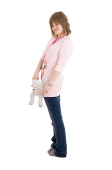 The Young Girl With A Teddy Bear Isolated Royalty Free Stock Images The Young Girl With A Teddy Bear Isolated Royalty Free Stock Images