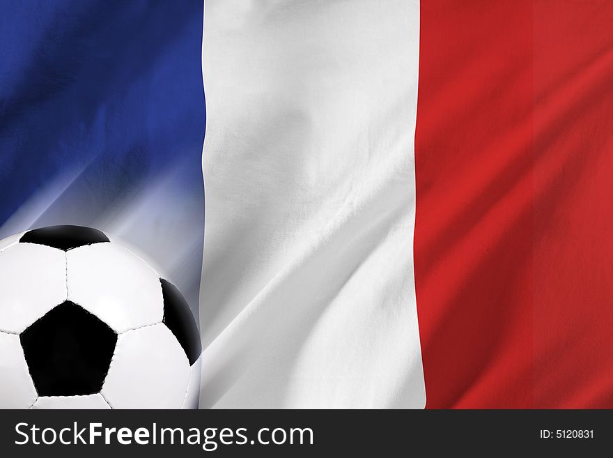 Soccer ball and french flag. Soccer ball and french flag