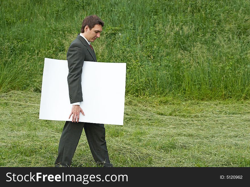 Walking with sheet of paper field