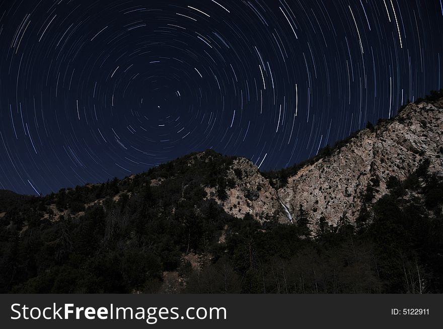 Star trails at night in the mountains. Star trails at night in the mountains