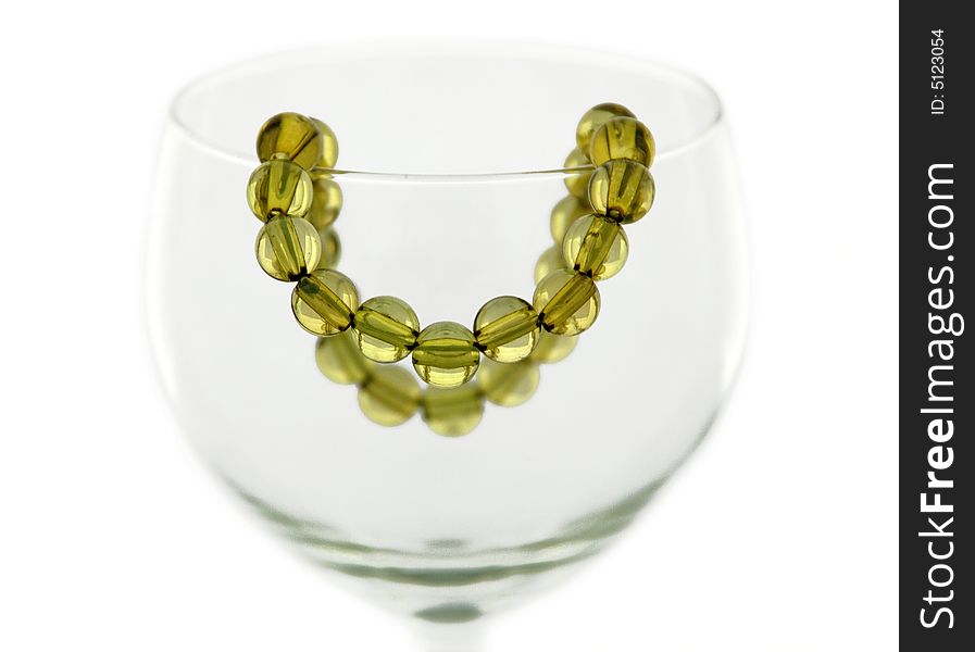 Women's glass bracelet in white background