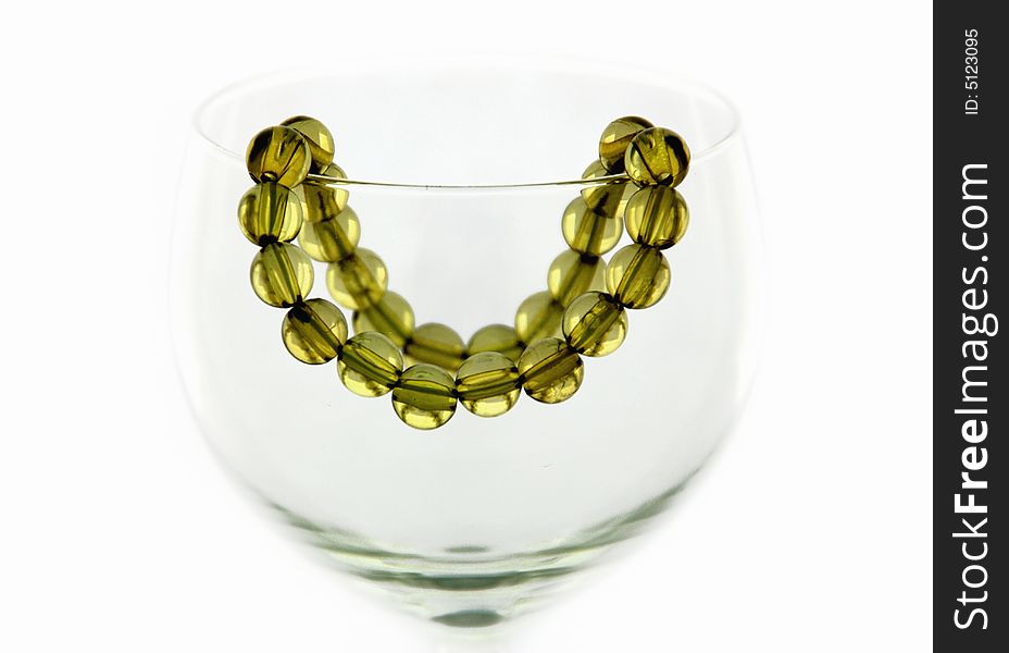 Women's glass bracelet in white background