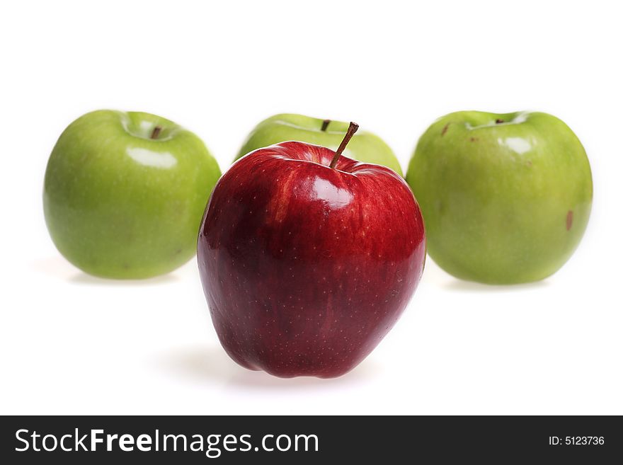 Red and green apples isolated on white background