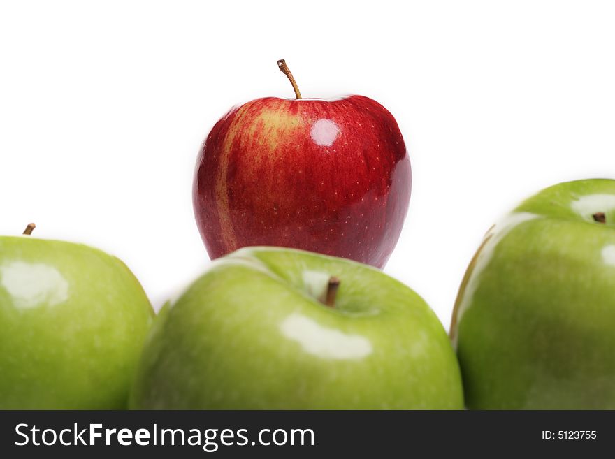 Red and green apples isolated on white background