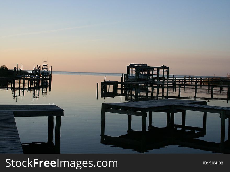 Piers at sunset on St. George Island, florida. Piers at sunset on St. George Island, florida