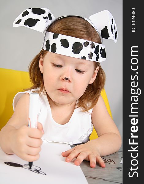 Small Girl With Dalmatian Mask