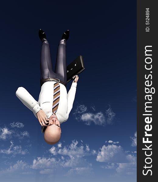 A abstract image of a businessman falling from the sky. It represents the concept of risk and danger in business. A abstract image of a businessman falling from the sky. It represents the concept of risk and danger in business.