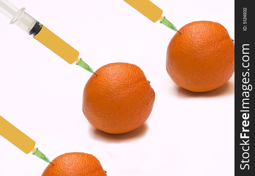 Oranges On White Background