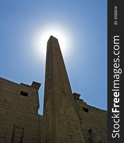 Cleopatra's needle at the gate of luxor temple. Cleopatra's needle at the gate of luxor temple