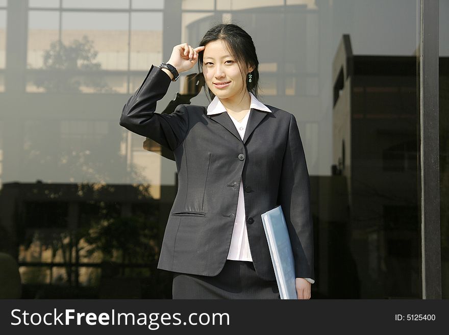 Young business women with file