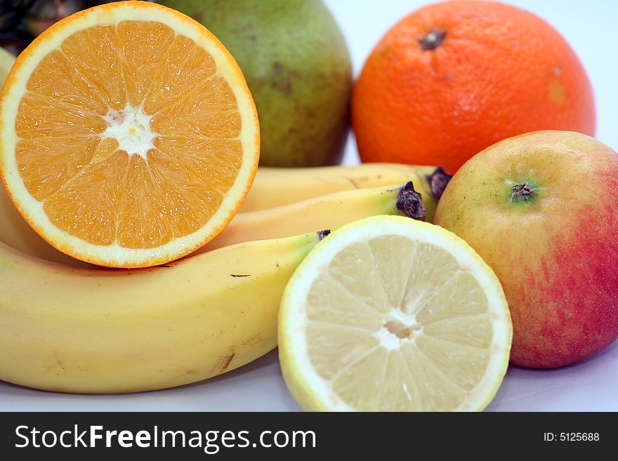 Some healthy fruits like apples and oranges